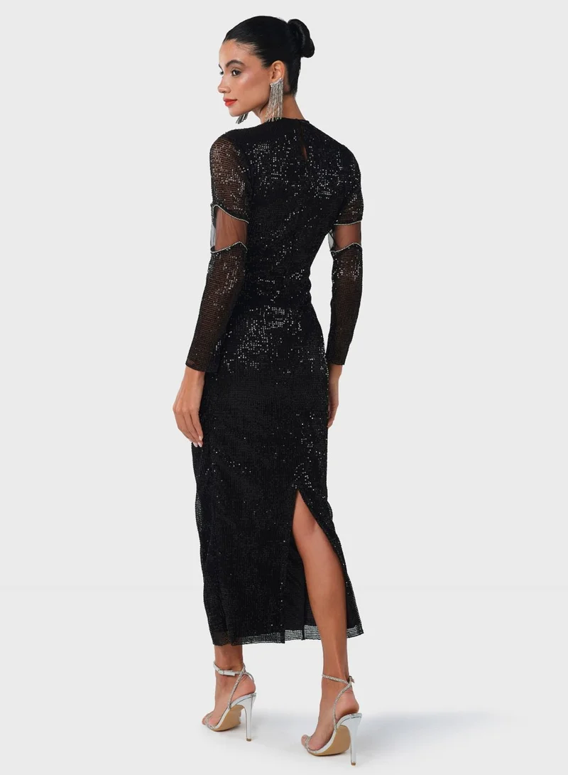 Threadz by Ajooni Sequin Corset Midi Dress