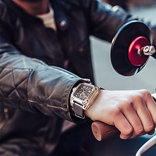 NORTH EDGE Automatic Mechanical Watch - Men's Skeleton Stainless Steel Silver Mechanical Watch Seagull Movement Ruby Crystal Wristwatch for Men Space X Series - Image 4