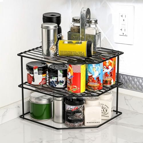 WonderStand KONA | 3-Tier GI Steel Corner Storage Rack: A Versatile Solution to Organize Kitchen Plate and Dishes (Black) - Image 1