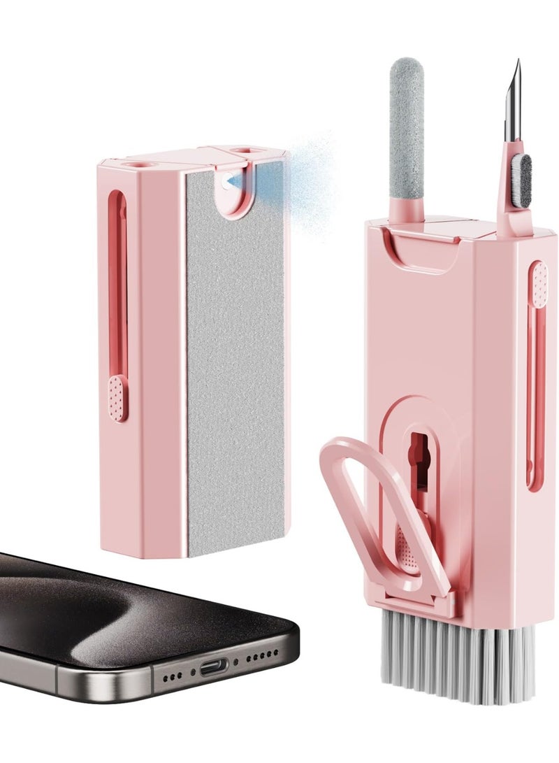 Multi Function Keyboard Cleaning Kit with Screen Brush and Earphone Cleaning Pen Compact 7 in 1 Dust Removal Tool for Phones Laptops and Electronics,Pink - Image 1