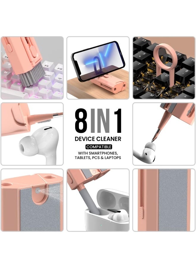 Multi Function Keyboard Cleaning Kit with Screen Brush and Earphone Cleaning Pen Compact 7 in 1 Dust Removal Tool for Phones Laptops and Electronics,Pink - Image 2