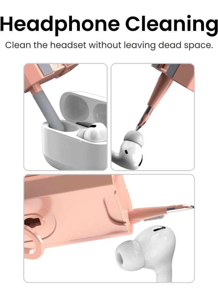 Multi Function Keyboard Cleaning Kit with Screen Brush and Earphone Cleaning Pen Compact 7 in 1 Dust Removal Tool for Phones Laptops and Electronics,Pink - Image 3