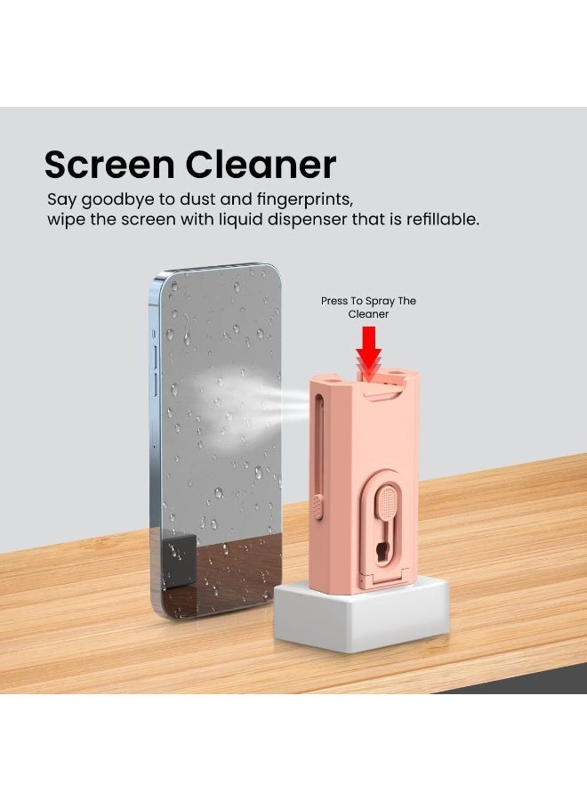 Multi Function Keyboard Cleaning Kit with Screen Brush and Earphone Cleaning Pen Compact 7 in 1 Dust Removal Tool for Phones Laptops and Electronics,Pink - Image 5