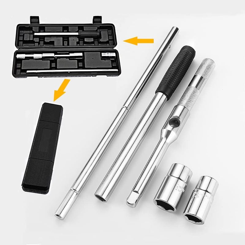 LEJOSTOL 23" Universal Extended Lug Wrench, 4 Way Tire Iron Nut Wrench Set with Storage Box and Standard Lug Nut Remover (17mm/19mm,21mm/23mm) for Heavy Duty Cross Wrench, Tire Wrench - Image 5