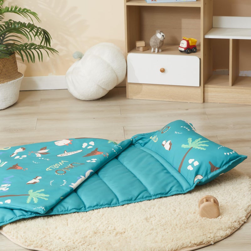 MORAIS Toddler Nap Mat with Pillow and Blanket - 52" x 20" Lightweight and Soft Nap Mats for Preschool, Daycare, Travel Sleeping Bags - Image 5