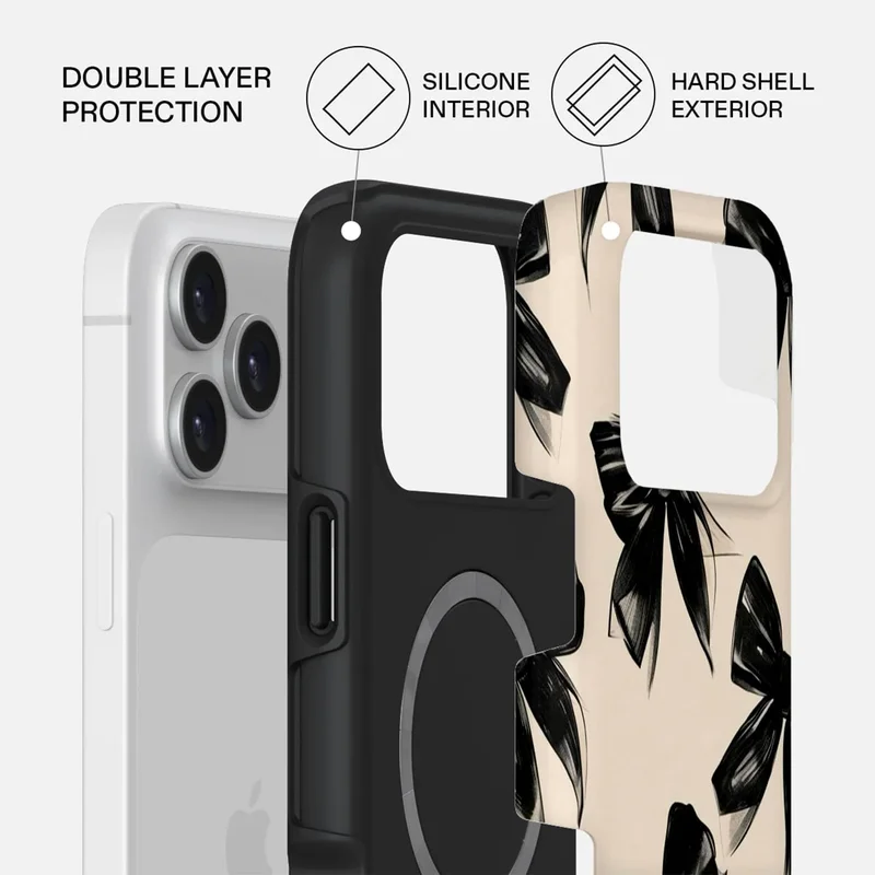 Mobcos Mobcos iPhone 17 Pro Max Perfect Bow Premium Case Compatible with Hybrid Dual-Layer Hard Shell + Silicone Protection - Scratch-Resistant Shockproof Mobile Cover