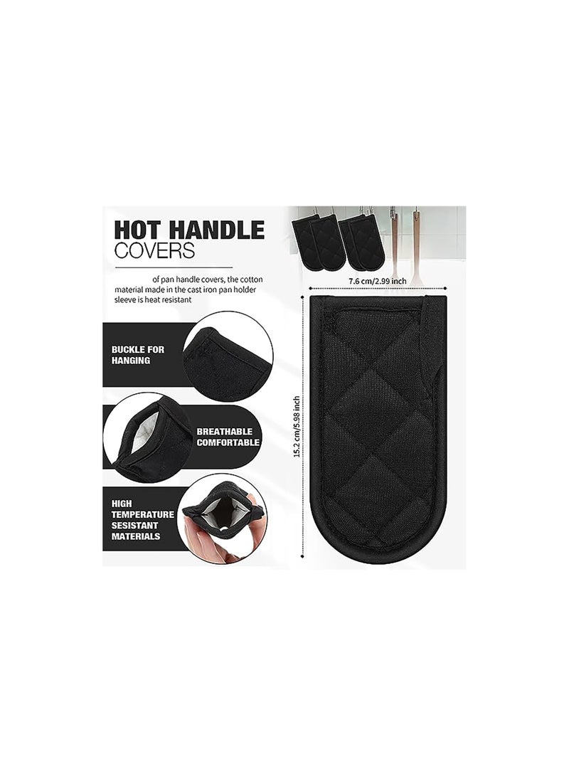 SYOSI Black Hot Handle Covers, Gift Pan Handle Sleeve Covers Heat Resistant Cast Iron Handle Sleeve Machine Washable Handle Mitts for Kitchen Baking Cookware Craft Project for All Kinds of Cookware(5 Pack) - Image 3