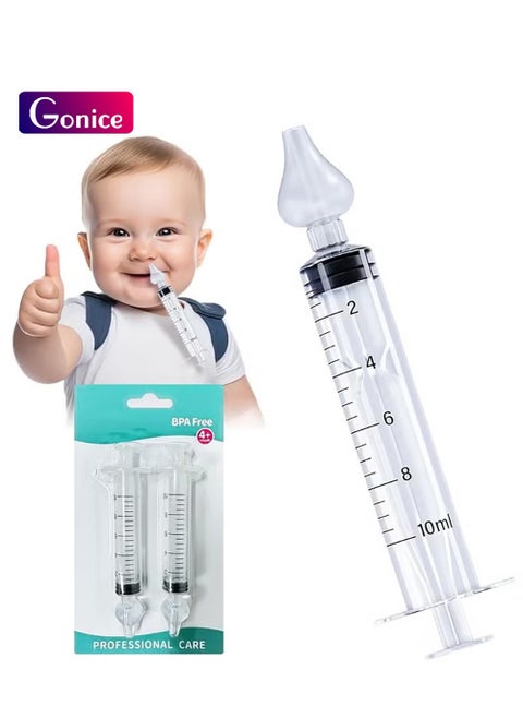 2 pcs, 10 ml baby nasal wash, baby nasal wash syringe with comfortable silicone tip