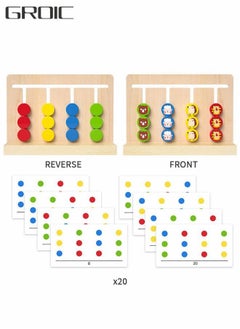 GROIC Slide Four Colors and Shapes Puzzles, Puzzle Games for Preschool STEM Toys, Montessori Learning Logic Wooden Puzzles  - Image 1