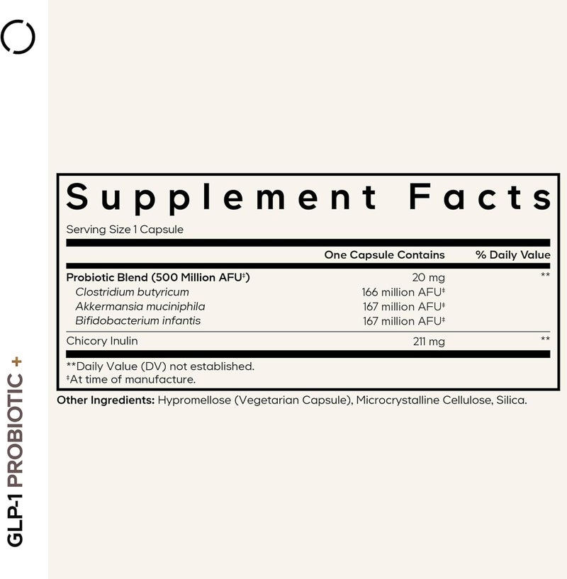 Codeage GLP1 Probiotic  Live Probiotics Akkermansia Clostridium Bifidobacterium Chicory Inulin Probiotic Prebiotics  Postbiotics Supplement  500 Million AFU 3Month Supply  90 Capsules - Image 2