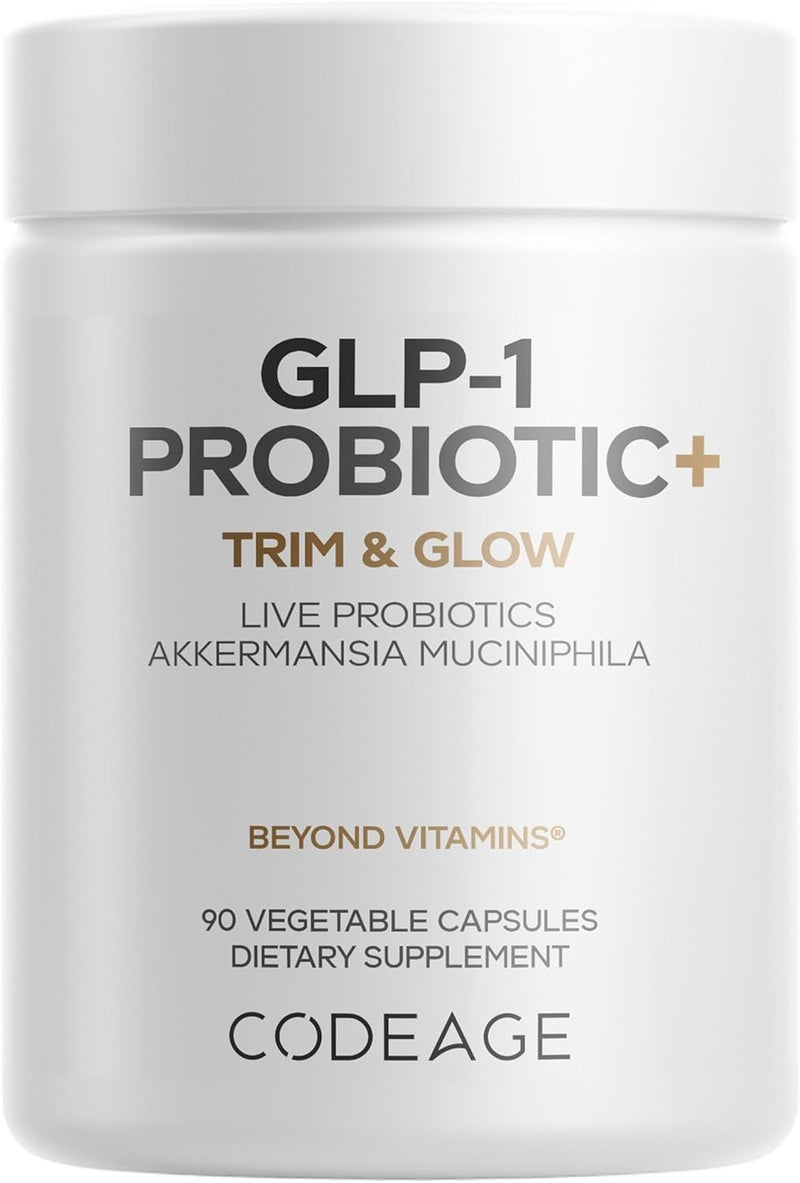 Codeage GLP1 Probiotic  Live Probiotics Akkermansia Clostridium Bifidobacterium Chicory Inulin Probiotic Prebiotics  Postbiotics Supplement  500 Million AFU 3Month Supply  90 Capsules - Image 1