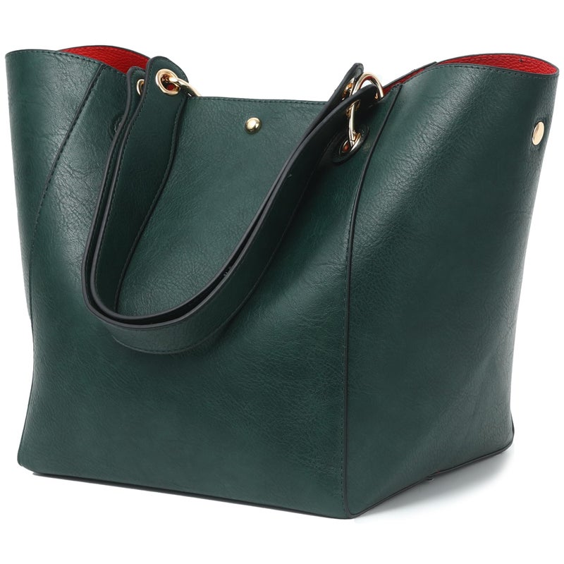 sqlp Large Work Tote Bag for Women Designer Purses and Handbags Big Bucket bags Ladies Travel Crossbody Purse Dark Green Retro - Image 1