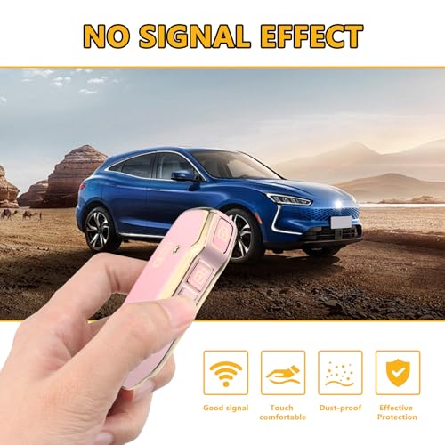 FT FUNTOR for Kia Key Fob Cover,Compatible with Kia Soul Forte Telluride K5 Seltos NIRO Sportage Sorento,5 Buttons TPU for K5 Key Fob Cover with Golden Edge (Pink) - Image 3