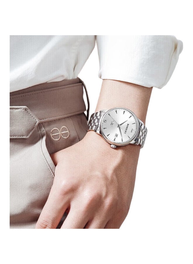 ROSSINI Men'S Automatic Mechanical Watch, New Year Gift, Business Casual Men'S Watch, White Dial, Steel Strap, 517773 - Image 3