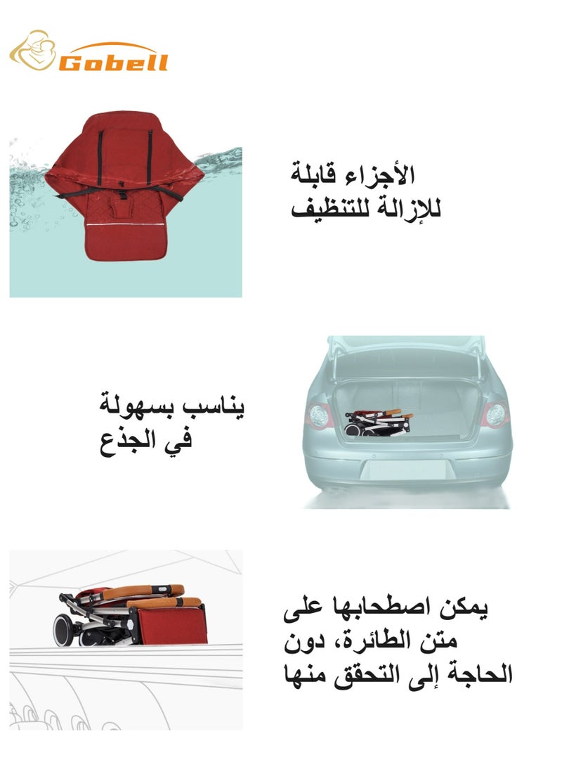 جوبل عربة أطفال مفردة قابلة للطي مع وضعية استلقاء متعددة ومظلة قابلة للتعديل - Image 3