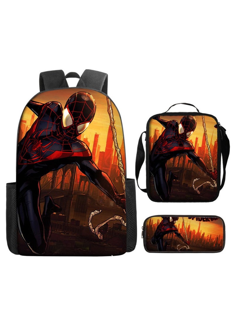 Spider-Man Spiderman Hero Cartoon Student Backpack Three-Piece Set 29*16*42 cm 