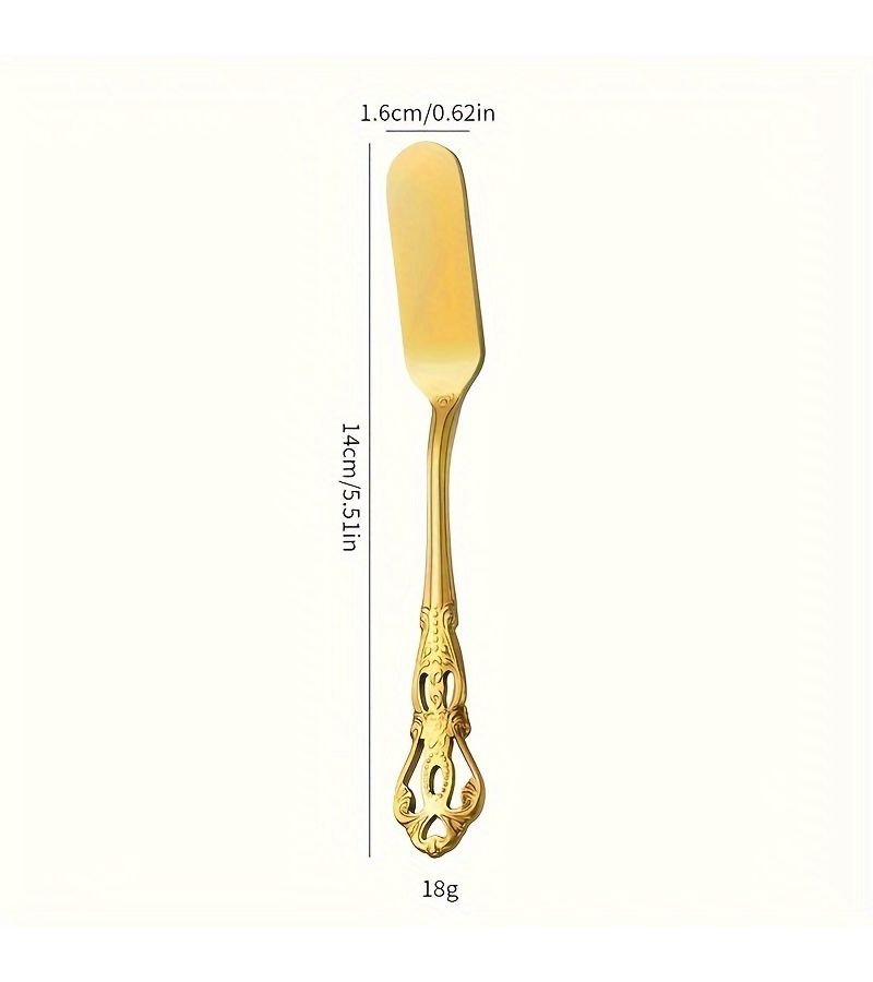 8 Piece Stainless Steel Butter Knife Cheese Knife Spatula Set Golden - Image 3