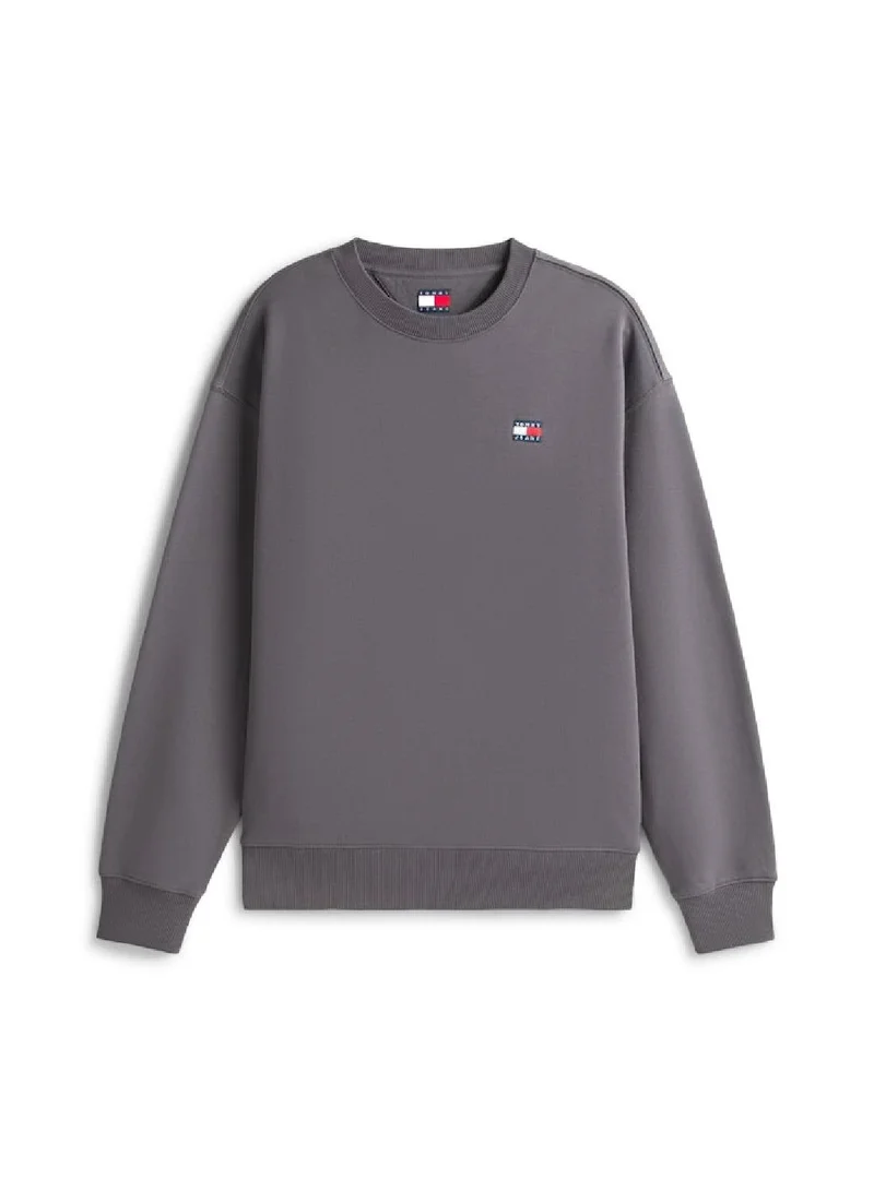 TOMMY JEANS Washed Black Logo Badge Relaxed Sweatshirt  | Best Price UAE