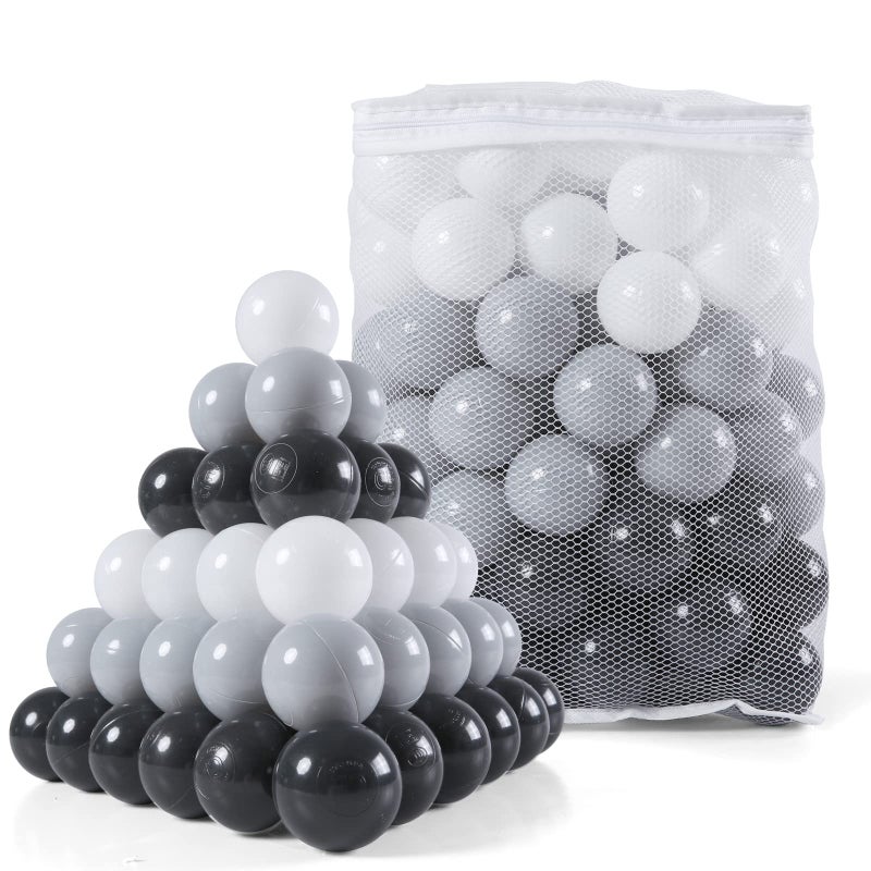 STARBOLO Ball Pit Balls 100 pcs Plastic Play Pit Balls Crawl Balls with Color Black Grey White for Baby Kids Playpen Pool Tub Toy 22 Inch - Image 2
