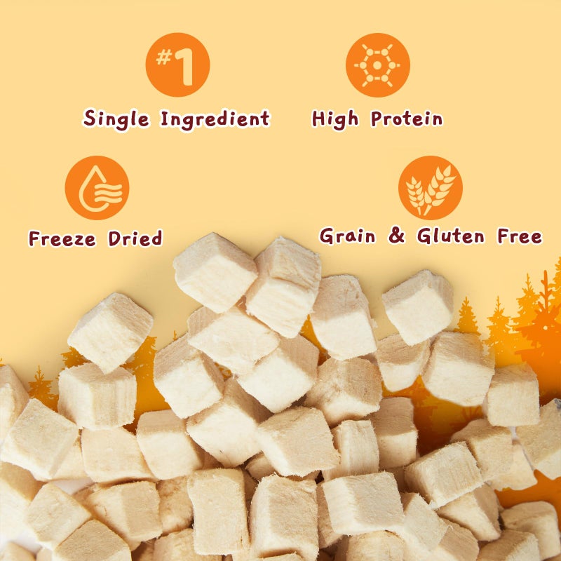 Jungle Calling Freeze Dried Chicken Cat & Dog Treats, Single Ingredient Chicken Bites, High Protein Pet Training Treats & Food Topper (Chicken Cubes, 3.2 oz) - Image 2