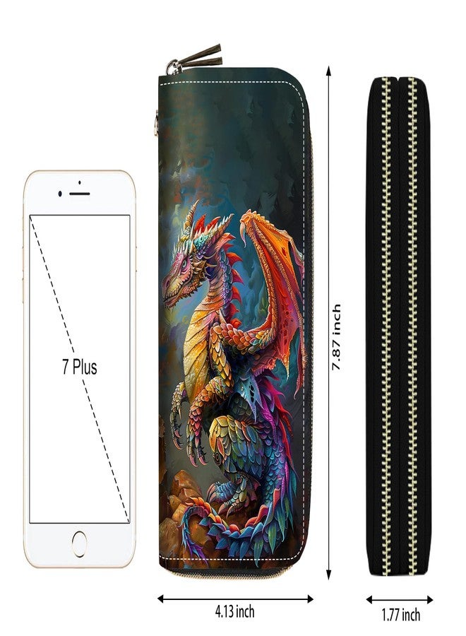 FQTBCEARI Colorful Dragon Print Women Large Capacity Wallet PU Leather Double Zipper Clutch Purse for Smart Phone/Card/Coin/Cash - Image 4