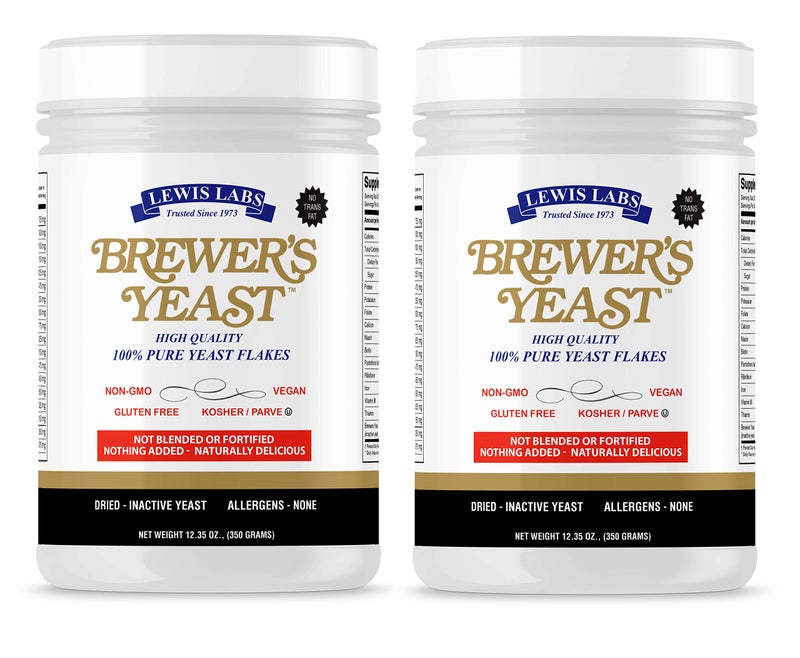 Lewis Labs Brewer's Yeast Flakes | Beer Yeast is A Rich Source of Amino Acids, B-Complex Vitamins, Minerals & Protein | Our Pure Bakers Yeast is Vegan, Keto, Paleo Friendly | Unsweetened, 2 Pack - Image 1