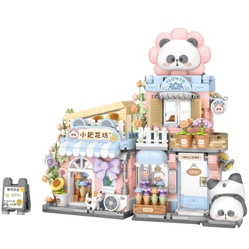 MEIEST Mini City Shop Street View Building Blocks Model SetSimulation Panda Architecture Collection Particle Construction Building Bricks ToyHome Decor Flower Shop - Image 1