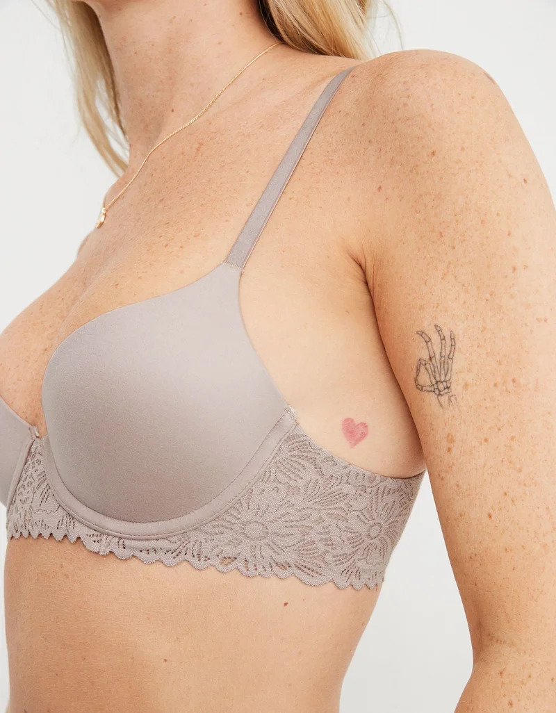 Aerie  Aerie Real Sunnie Demi Push Up Blossom Lace Trim Bra for Women | Best Price UAE