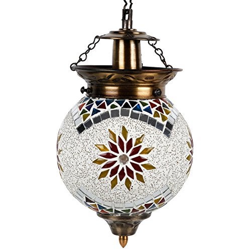 earthenmetal Multicolored Glass Mosaic LED Round Hanging Lamp - 50W, Modern Home Lighting Fixture (Pack of 1) - Image 3