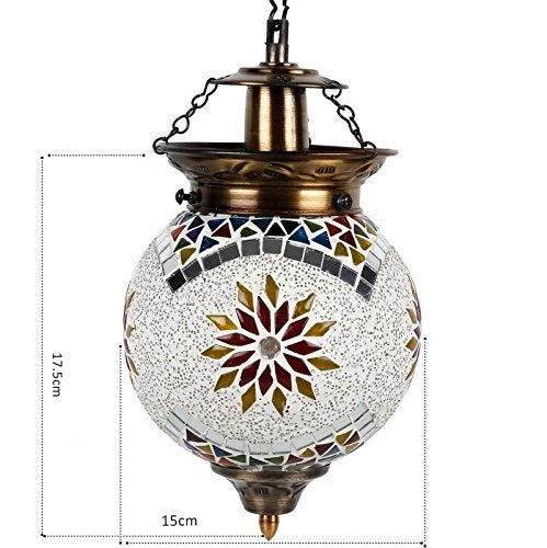 earthenmetal Multicolored Glass Mosaic LED Round Hanging Lamp - 50W, Modern Home Lighting Fixture (Pack of 1) - Image 4