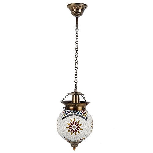earthenmetal Multicolored Glass Mosaic LED Round Hanging Lamp - 50W, Modern Home Lighting Fixture (Pack of 1) - Image 2