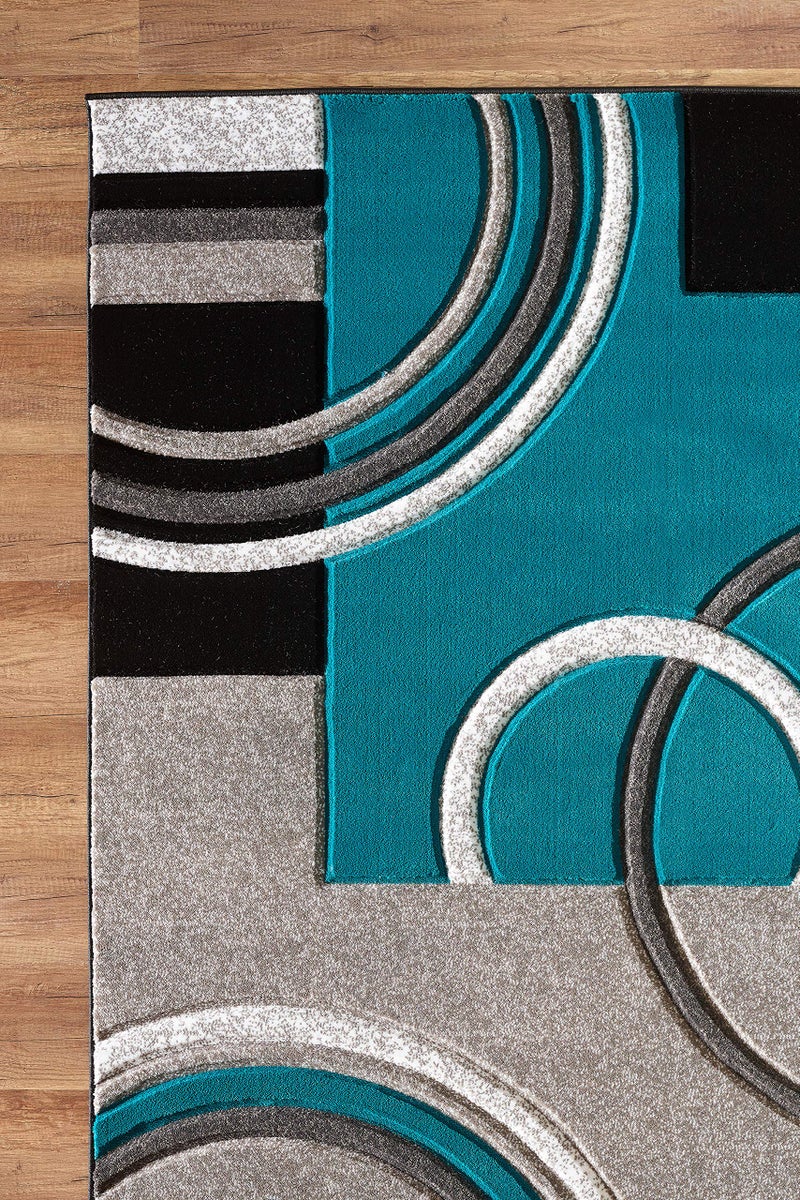 GLORY RUGS Area Rug Modern 2x7 Turquoise Soft Hand Carved Contemporary Floor Carpet with Premium Fluffy Texture for Indoor Living Dining Room and Bedroom Area - Image 3
