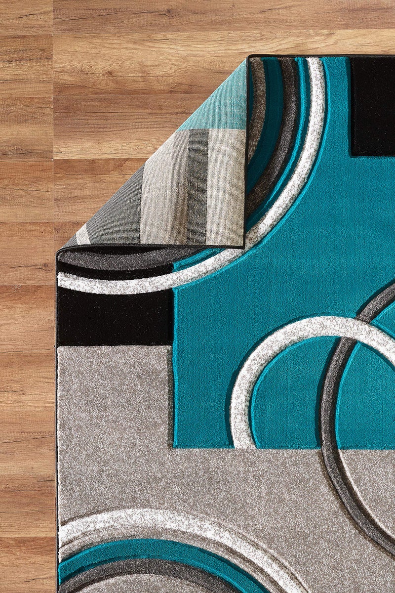 GLORY RUGS Area Rug Modern 2x7 Turquoise Soft Hand Carved Contemporary Floor Carpet with Premium Fluffy Texture for Indoor Living Dining Room and Bedroom Area - Image 5