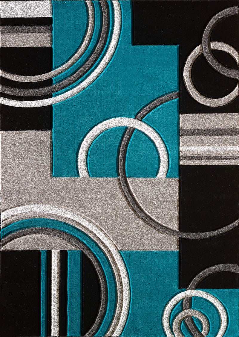 GLORY RUGS Area Rug Modern 2x7 Turquoise Soft Hand Carved Contemporary Floor Carpet with Premium Fluffy Texture for Indoor Living Dining Room and Bedroom Area - Image 2