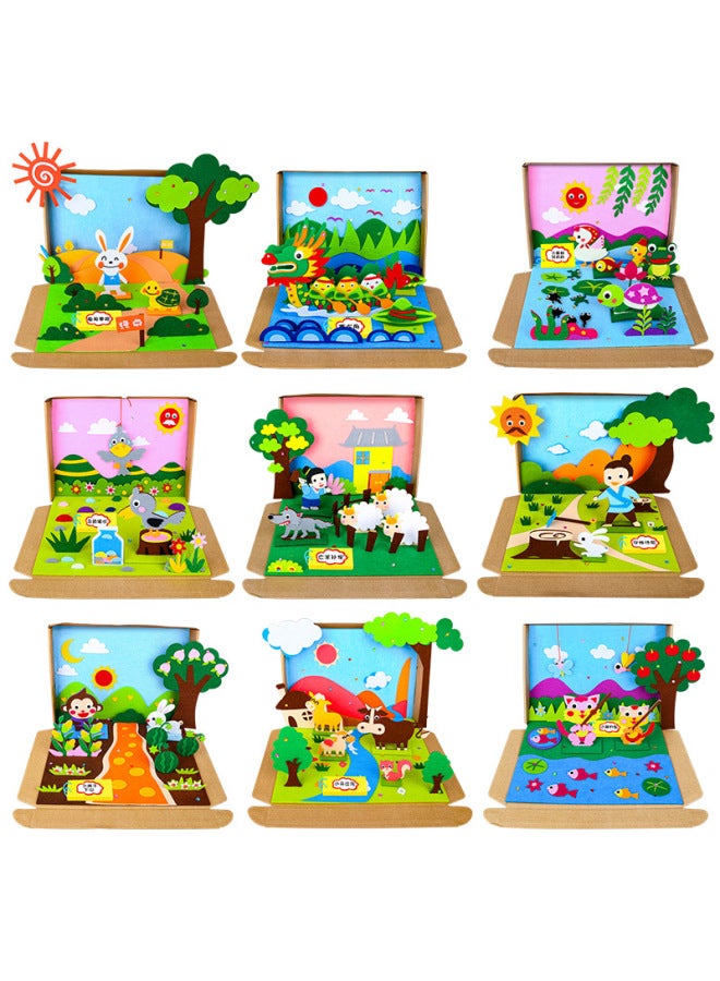 Story Picture Book Diy Material Package Box Handmade Non-woven Stickers Kindergarten Corner Quiet Book Three-dimensional Picture Book-Color:Total Number Of Orders, Mixed Styles - Image 1