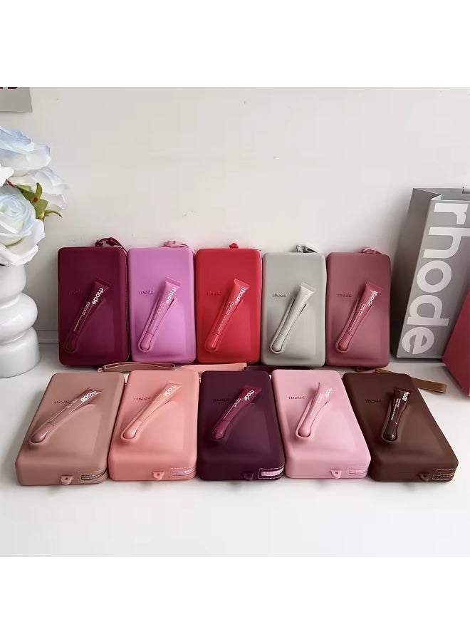rhode - Rhode Pouch Bag with Adjustable Strap and Lip Gloss   – Stylish, Compact, and Perfect for On-the-Go Beauty and Everyday Essential (PINK) - Image 1