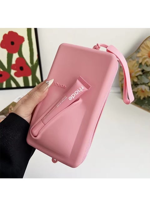 Rhode Pouch Bag with Adjustable Strap and Lip Gloss   – Stylish, Compact, and Perfect for On-the-Go Beauty and Everyday Essential (PINK)