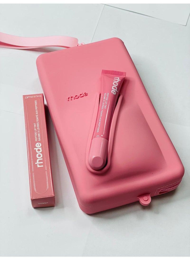 rhode - Rhode Pouch Bag with Adjustable Strap and Lip Gloss   – Stylish, Compact, and Perfect for On-the-Go Beauty and Everyday Essential (PINK) - Image 1