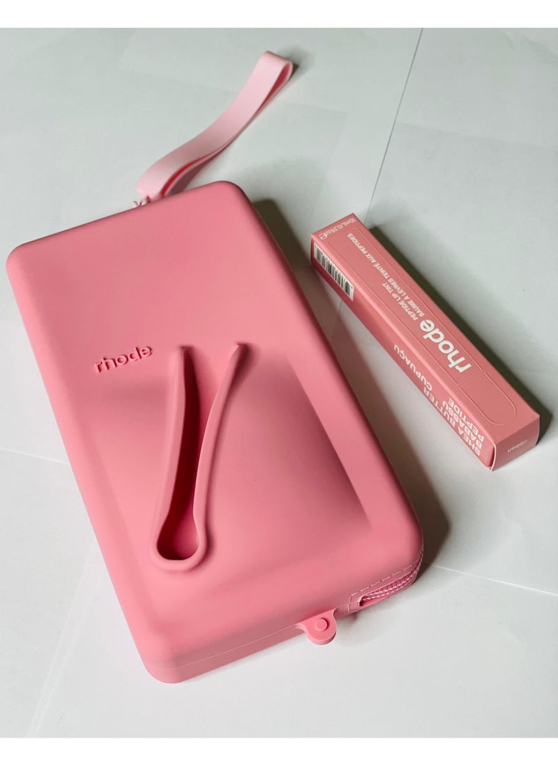 rhode - Rhode Pouch Bag with Adjustable Strap and Lip Gloss   – Stylish, Compact, and Perfect for On-the-Go Beauty and Everyday Essential (PINK) - Image 1