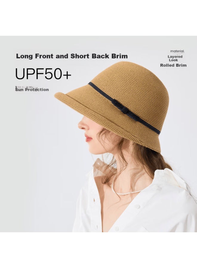Fancet Women's Summer Foldable Elegant French Style Straw Hat Uv Protection Beach Sun Hat For Travel And Vacation - Image 4