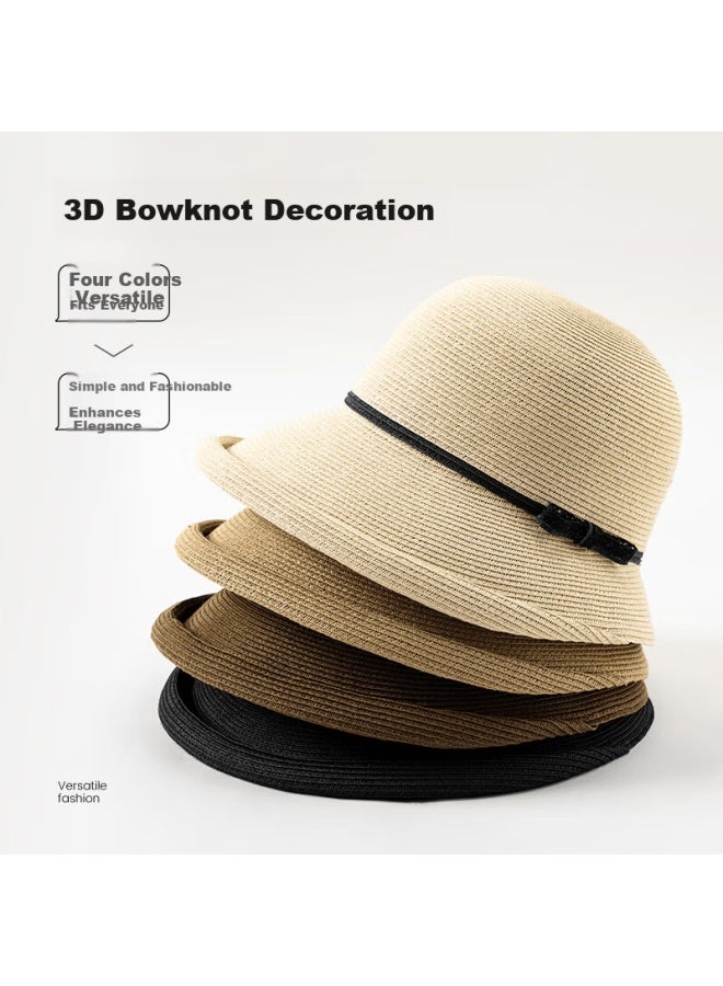 Fancet Women's Summer Foldable Elegant French Style Straw Hat Uv Protection Beach Sun Hat For Travel And Vacation - Image 3
