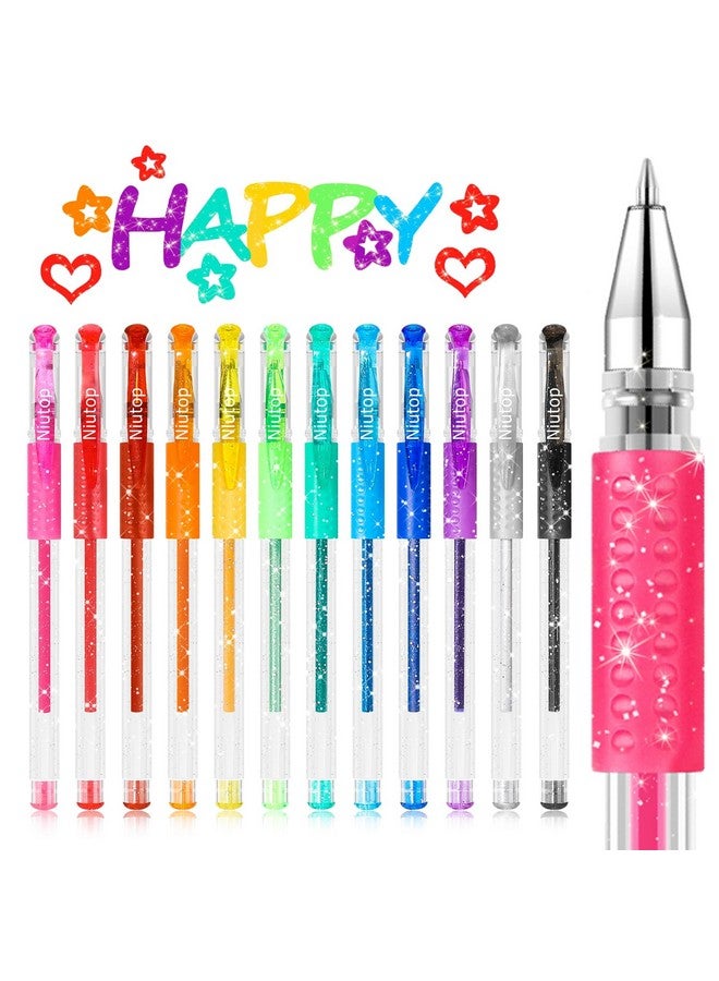 Niutop Stocking Stuffers For Kids Teens, 12-Color Scented Glitter Gel Pens, Cute Coloring Pens, Colored Marker Pen Set Fun Stationary, Scrapbook Journaling Supplies, Art Supplies, Halloween, Christmas Gifts - Image 1