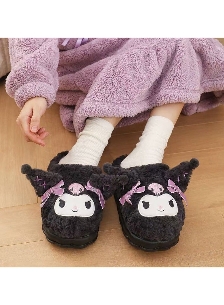 general Cute kuromi cotton slippers cute plush slippers ladies cartoon home cotton slippers silent warm shoes indoor home shoes ladies - Image 3