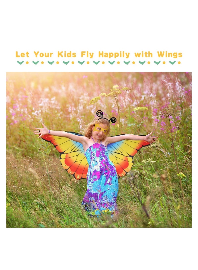 Loquat 3Pcs Kids erfly Cloak Performance Prop with Headband and Eye Mask Wings Animal Costume Birthday Insect Bug Party Toys Gifts Children's Stage Set - Image 2