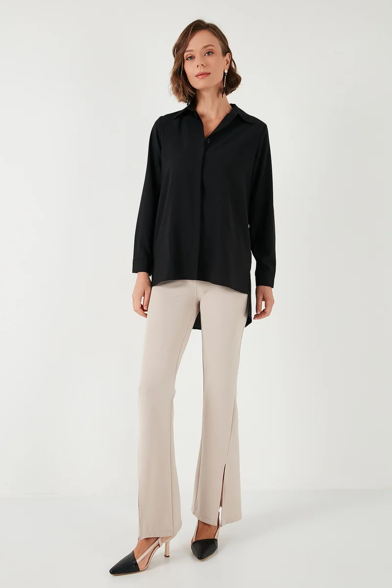 Lela Regular Fit Short Front Long Back Plain Shirt Women's Shirt 611GO020