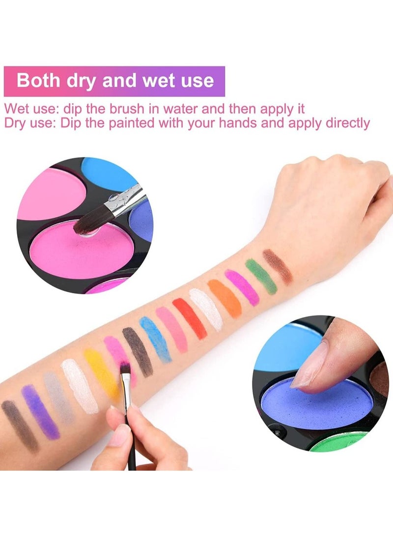 Excefore 15 Colors Face Paint Kit for Kids, Non-toxic Professional Palette Washable with Brush for Kids for Art Show, Party Colsplay Makeup Festive Face Paint - Image 4