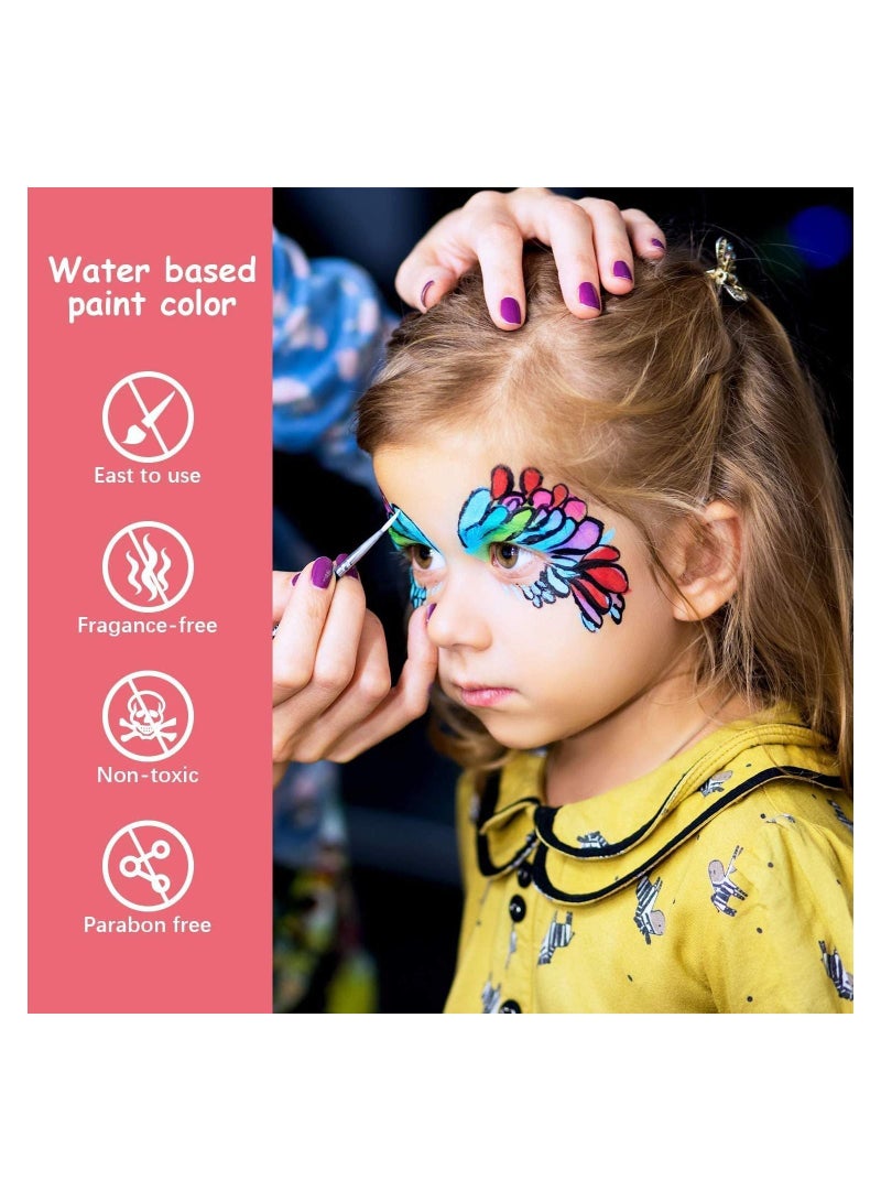 Excefore 15 Colors Face Paint Kit for Kids, Non-toxic Professional Palette Washable with Brush for Kids for Art Show, Party Colsplay Makeup Festive Face Paint - Image 3