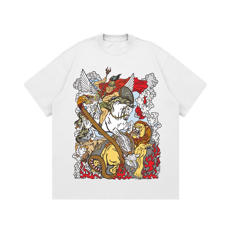 Summer Trendy Brand Short-Sleeved National Trendy Hip-Hop Graffiti Five-Sleeve T-Shirt Men'S Trendy Printed Trendy Men'S Five-Sleeve T-Shirt Mid-Sleeve - Image 5