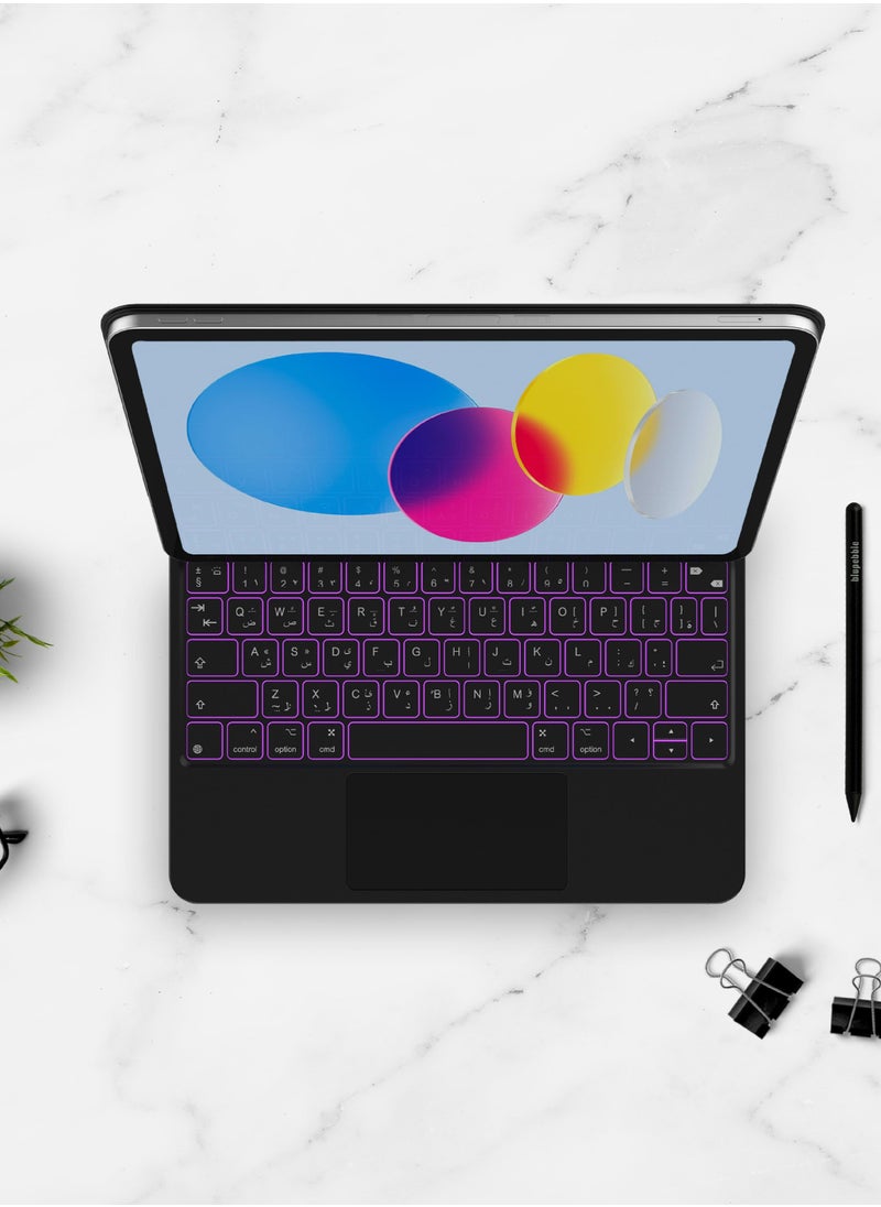 Magic Folio Detachable Magnetic Keyboard with Large Precision Trackpad, Full-Size Backlit Keyboard Designed for iPad 10th Gen 10.9 inch