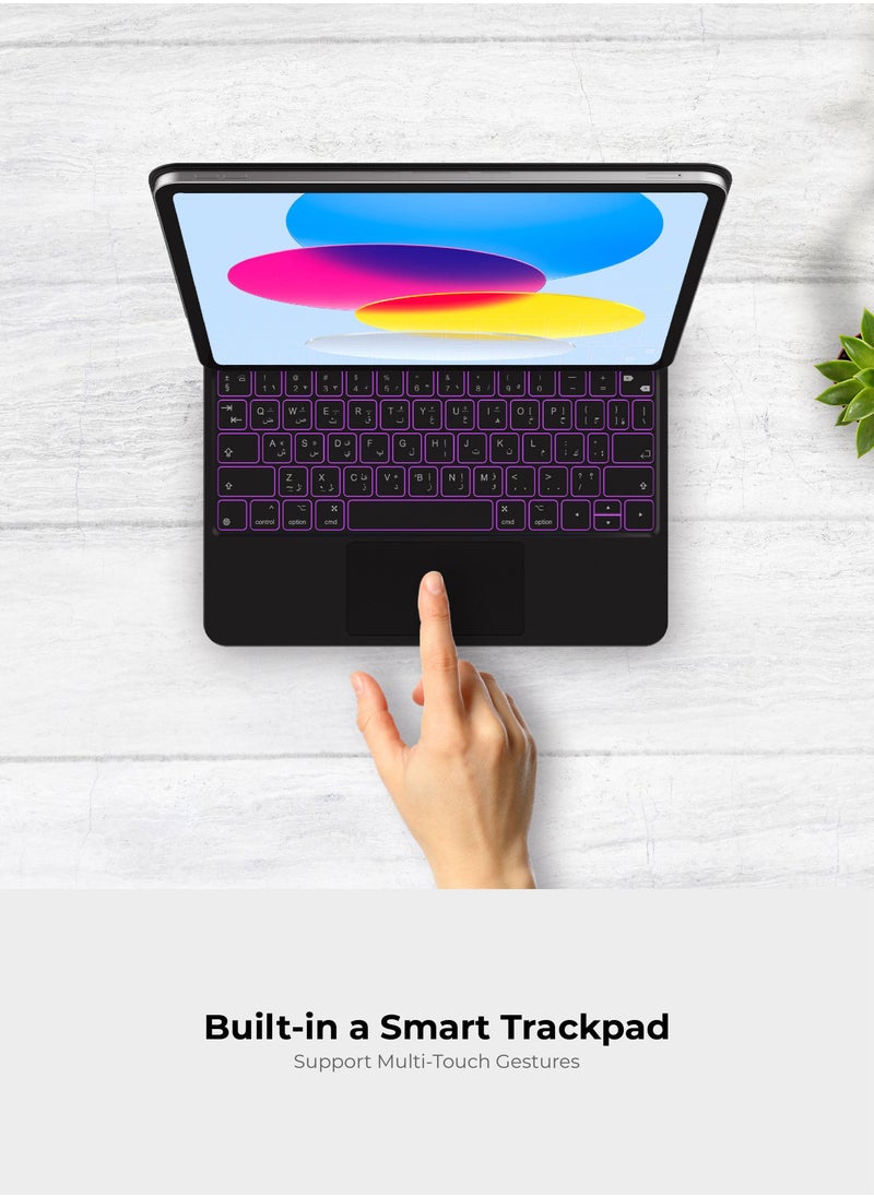 Magic Folio Detachable Magnetic Keyboard with Large Precision Trackpad, Full-Size Backlit Keyboard Designed for iPad 10th Gen 10.9 inch